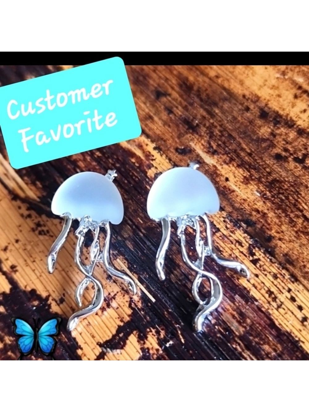 JELLYFISH Stud Earrings Silver Frosted Body